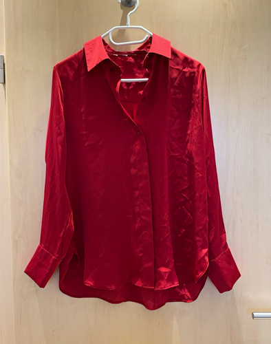 Damen bluse rot unifarben - bluse,