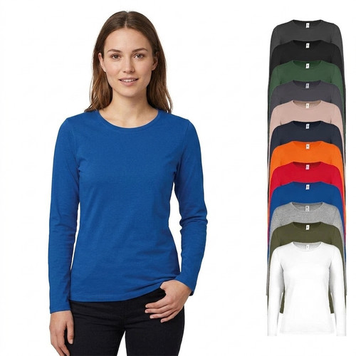 Damen shirt langarm rundhals - damen-t-shirt,