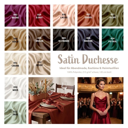 Satin duchesse stoff meterware - satin,
