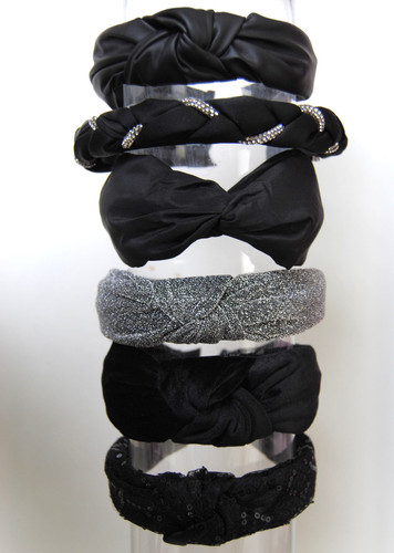 Haarreifen schwarz satin samt - schwarz,