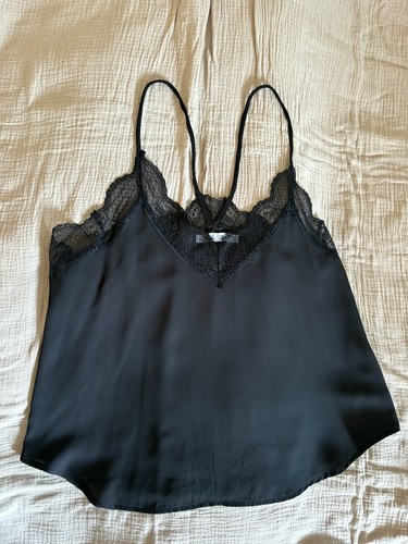 Satin top mit - satin, schwarz