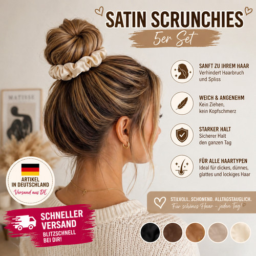 Satin scrunchies 5er set damen - satin,